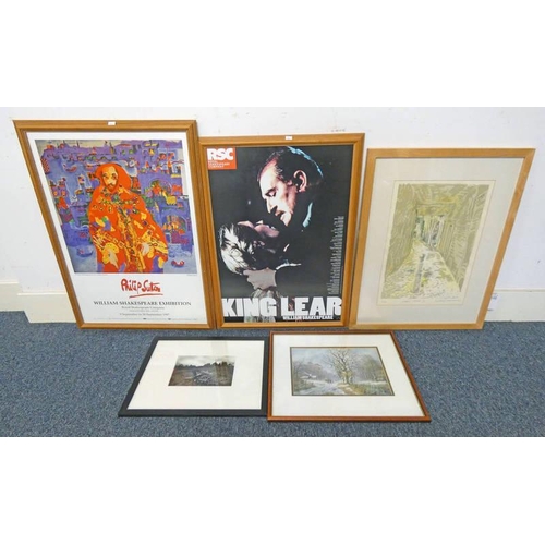 1133 - RICHARD DEMARCO ELGIN CLOSE LIMITED EDITION FRAMED PRINT 32 X 45 CM TOGETHER WITH 2 RSC POSTERS & OT... 