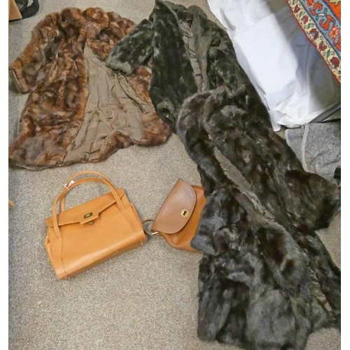 1144 - 3 FUR COATS AND TWO HAND BAGS