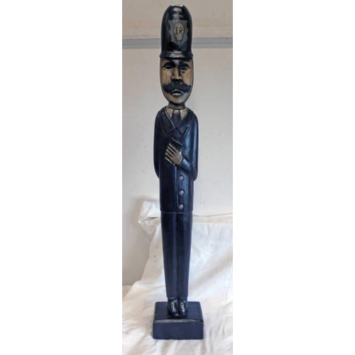 1168 - CARVED WOODEN FIGURE OF A POLICE MAN - 120 CM TALL