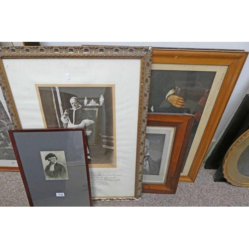 1196 - SELECTION OF FRAMED PRINTS, ENGRAVING ETC TO INCLUDE FRAMED PRINT OF WINSTON CHURCHILL BY A PAN