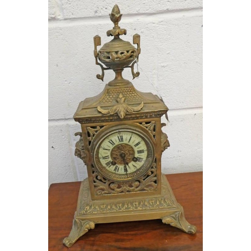 1201 - ARTS & CRAFTS STYLE BRASS MANTLE CLOCK