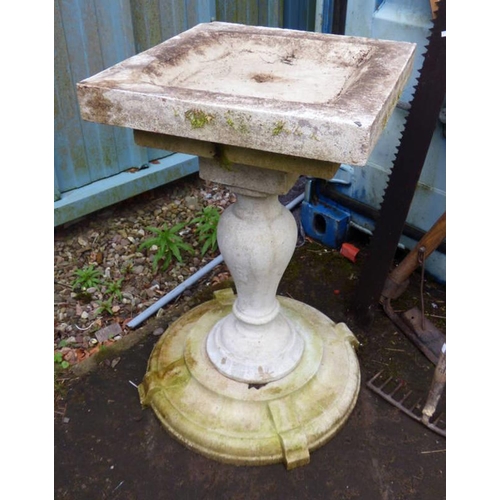 120Y - CONCRETE BIRD BATH ON PLINTH BASE, WIDTH 46CM X HEIGHT 78CM