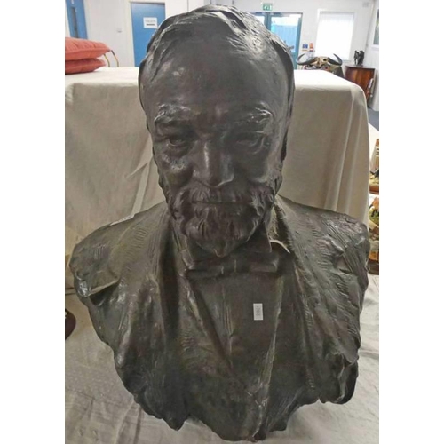 1216 - BRONZE BUST OF ALEXANDER CARNEGIE SIGNED GD MACDOUGALD 1911, 50CM TALL