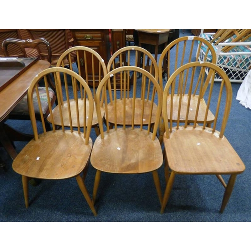 122 - SET OF 4 ERCOL BLONDE BEECH WINDSOR CHAIRS, 1 OTHER ERCOL CHAIR AND 1 OTHER CHAIR