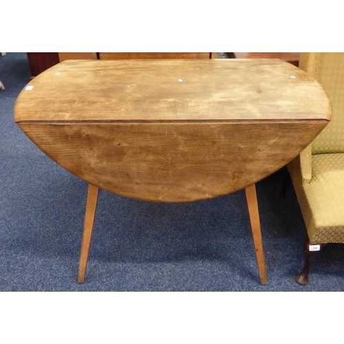 123 - ERCOL BLONDE BEECH DROP LEAF KITCHEN TABLE ON TAPERED SUPPORTS  LENGTH OF TABLE 114 CM