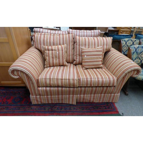 126 - DURESTA OVERSTUFFED STRIPED 2 SEATER SCROLL ARM SETTEE