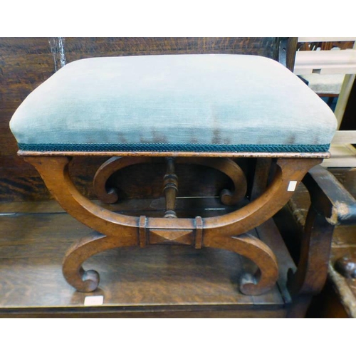 128 - 19TH CENTURY WALNUT STOOL ON CROSS SUPPORTS