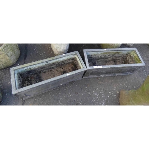 161 - PAIR OF RESIN GARDEN PLANTERS, LENGTH 61CM