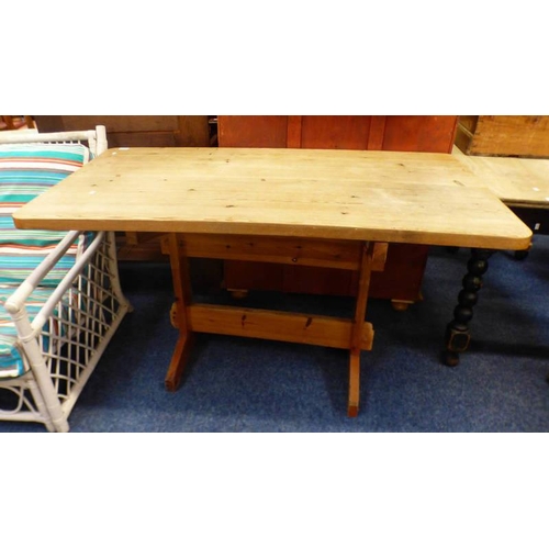 163 - PINE REFECTORY STYLE TABLE  LENGTH 137 CM