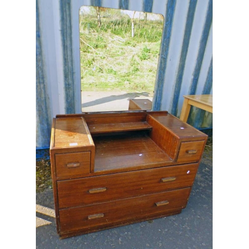 17 - 20TH CENTURY MAHOGANY DRESSING TABLE WITH MIRROR AND 2 SHORT OVER 2 LONG DRAWERS WIDTH 99 CM X HEIGH... 