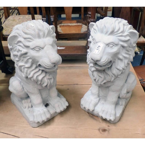 179 - PAIR OF PLASTIC LION FIGURES