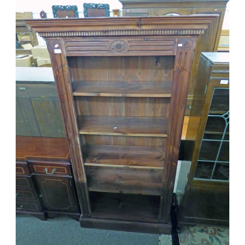 184 - MAHOGANY OPEN BOOKCASE WITH ADJUSTABLE SHELVES, WIDTH 96CM X HEIGHT 183CM