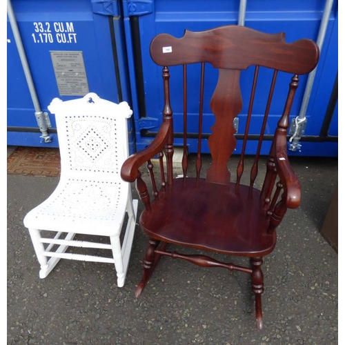 190 - MAHOGANY ROCKING ARMCHAIR & PAINTED ROCKING CHAIR