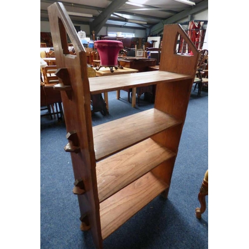 201 - LATE 19TH/EARLY 20TH CENTURY OAK OPEN BOOKCASE, LENGTH 66CM X HEIGHT 128CM