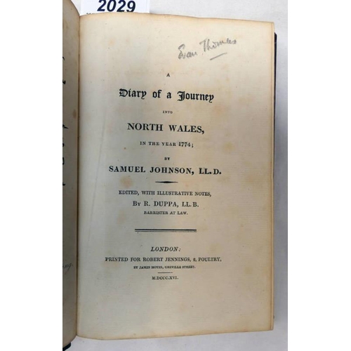 2029 - A DIARY OF A JOURNEY INTO NORTH WALES, IN THE YEAR 1774 BY SAMUEL JOHNSON, FULLY LEATHER BOUND - 181... 