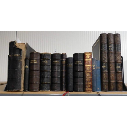 2046 - SELECTION OF BIBLES, PRAYER BOOKS ETC FROM BRECHIN CASTLE, MANY WITH GILT ''BRECHIN CASTLE'' TO FRON... 