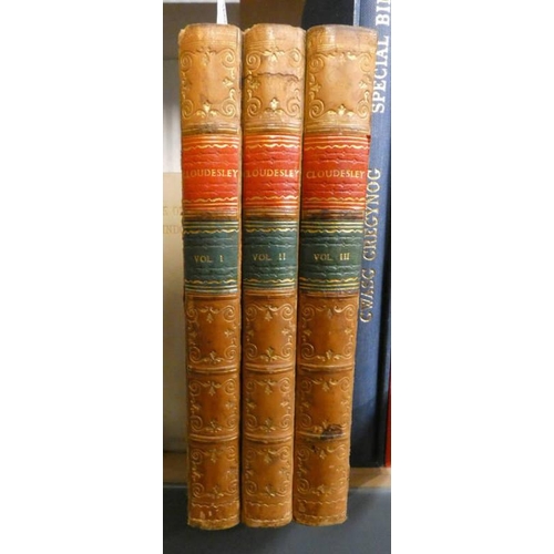 2049 - CLOUDESLEY: A TALE BY WILLIAM GODWIN, IN 3 HALF LEATHER BOUND VOLUMES - 1830