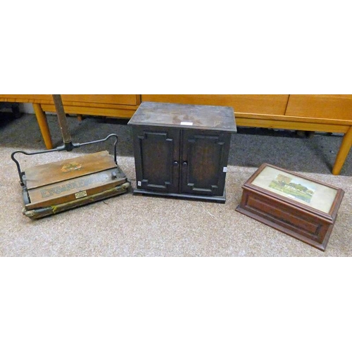 208 - EARLY 20TH CENTURY OAK CABINET, TEAK BOX & EWBANK EMPIRE