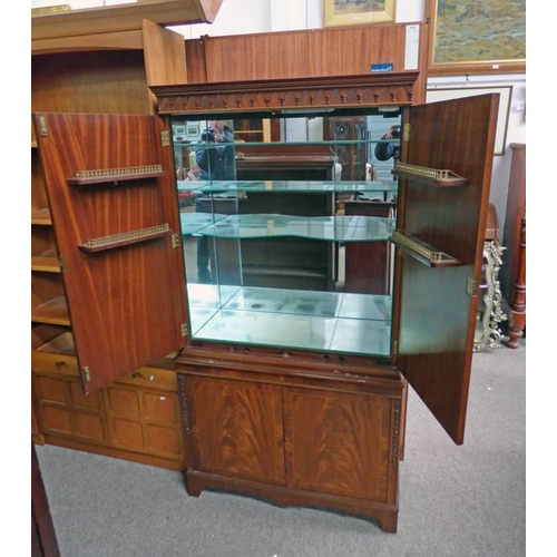 21 - INLAID MAHOGANY COCKTAIL CABINET WITH FITTED INTERIOR BEHIND 2 PANEL DOORS, WIDTH 90CM X HEIGHT 173C... 