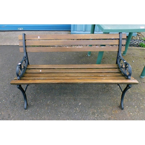 231 - GARDEN BENCH WITH PAINTED METAL ENDS