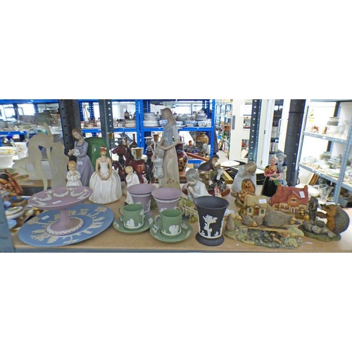 3085 - SELECTION OF VARIOUS DECORATIVE ITEMS INCLUDING PORCELAIN FIGURES FROM ROYAL DOULTON, NAO, BORDER  F... 