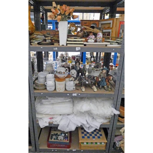 3100 - SELECTION OF VARIOUS ITEMS INCLUDING DECORATIVE FAIRY ORNAMENTS, BOXED JIGSAWS, EWER & BASIN, LINEN ... 