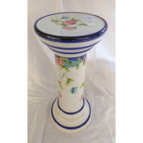 3102 - PORCELAIN JARDINIERE STAND WITH FLORAL DECORATION.  HEIGHT - 47 CM