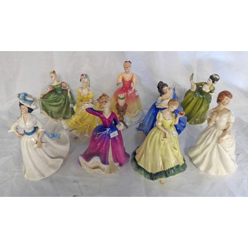 3114 - SELECTION OF NINE ROYAL DOULTON PORCELAIN FIGURES INCLUDING HN - 2467 - MELISSA, HN 2715, PATRICIA, ... 