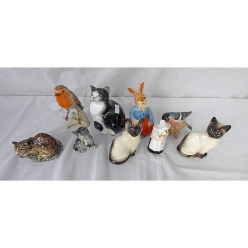 3126 - SELECTION OF VARIOUS DECORATIVE PORCELAIN ORNAMENTS FROM BESWICK, ROYAL DOULTON, GOEBEL AND OTHERS