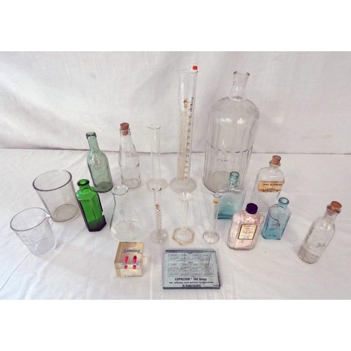 3158 - SELECTION OF VARIOUS GLASS MEASURING BEAKERS AND OTHER BOTTLES