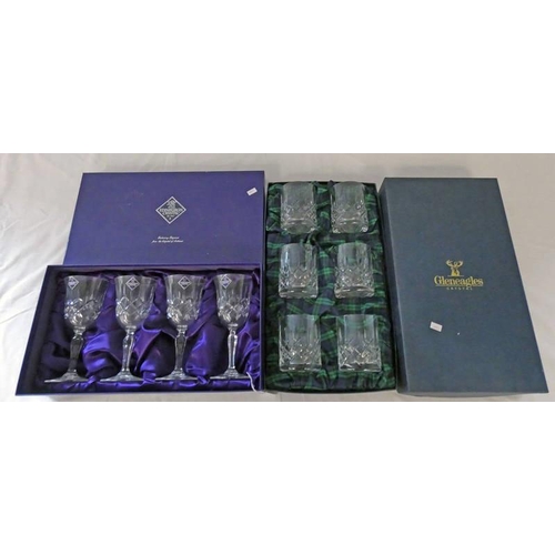 3160B - CASED SET OF 6 GLENEAGLES CRYSTAL WHISKY GLASSES & CASED SET OF 4 EDINBURGH CRYSTAL WINES GLASSES