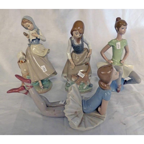 3168 - FOUR LLADRO PORCELAIN FIGURES. TALLEST - 22 CM