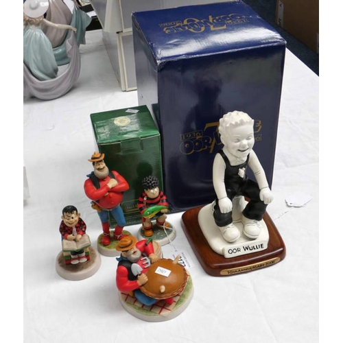 3172 - FIVE D.C. THOMSON COMICS RELATED FIGURES INCLUDING DENNIS THE MENACE FISHING, OOR WULLIE 70TH ANNIVE... 