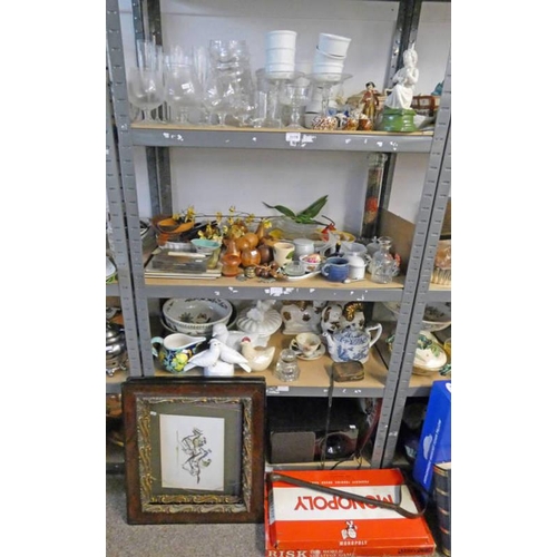 3178 - SELECTION OF VARIOUS ITEMS INCLUDING CHAMPAGNE GLASSES, PORCELAIN FIGURES, TEA POTS AND OTHERS OVER ... 