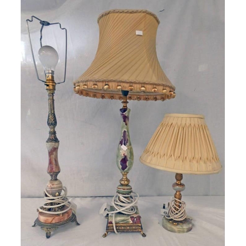 3183A - 3 HARDSTONE TABLE LAMPS