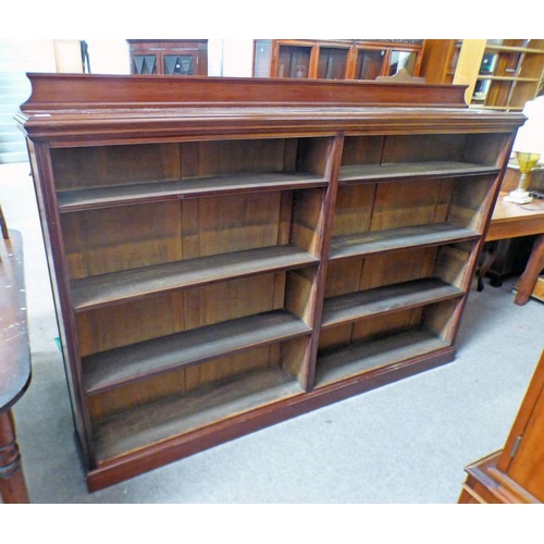 33 - 19TH CENTURY MAHOGANY OPEN BOOKCASE WITH ADJUSTABLE SHELVES MARKED WYLIE & LOCHHEAD, GLASGOW, 97860 ... 