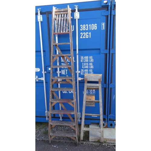 51D - WOODEN STEP LADDER AND ONE OTHER