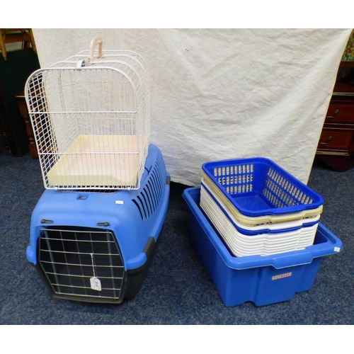 51S - PLASTIC PET CARRIER & 1 OTHER, SELECTION OF PLASTIC BOXES