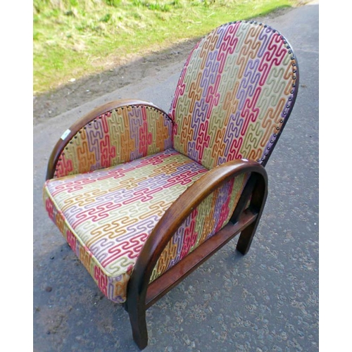 56 - ART DECO STYLE OAK FRAMED ARMCHAIR