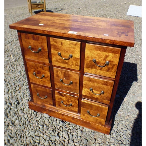 73 - 21ST CENTURY HARDWOOD MULTI-DRAWER CHEST, WIDTH 62CM X HEIGHT 66CM