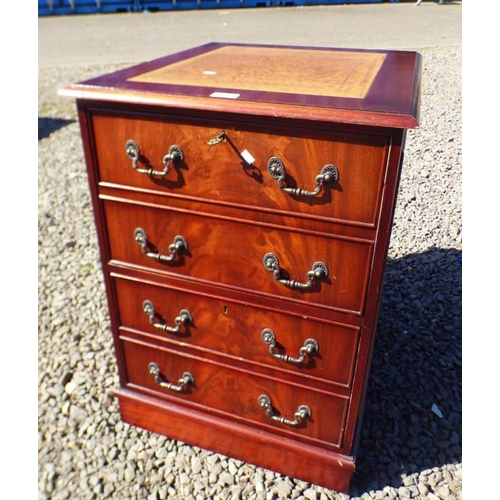 85 - MAHOGANY 2 DRAWER FILING CHEST WITH LEATHER INSET TOP, WIDTH 54CM X HEIGHT 78CM