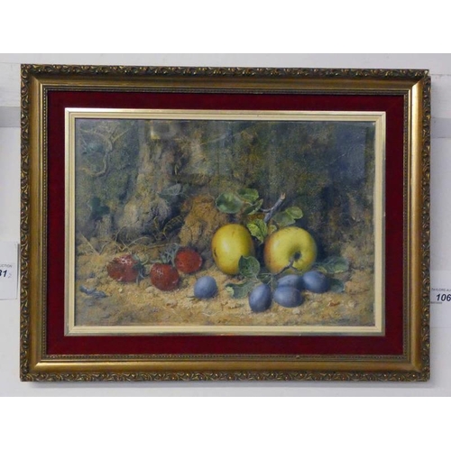 1068 - GEORGE CLARE SUMMER FRUIT  SIGNED  FRAMED WATERCOLOUR 22.5 X 33CM