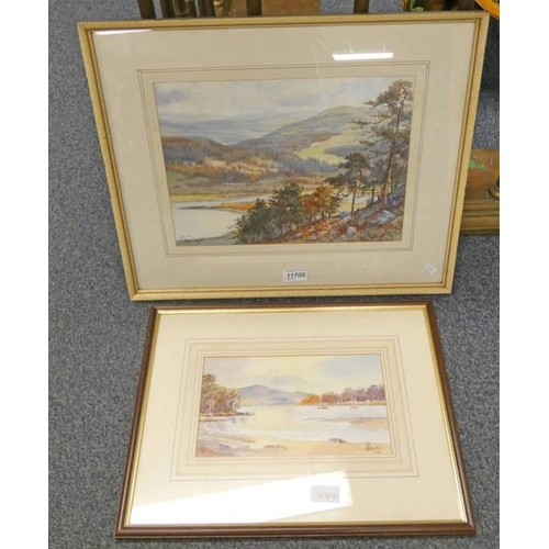 1069 - GEORGE TREVOR,   FROM CRAIG CHOINNICH BRAEMAR  SIGNED  FRAMED WATERCOLOUR 24 X 34 CMS  AND ONE OTHER