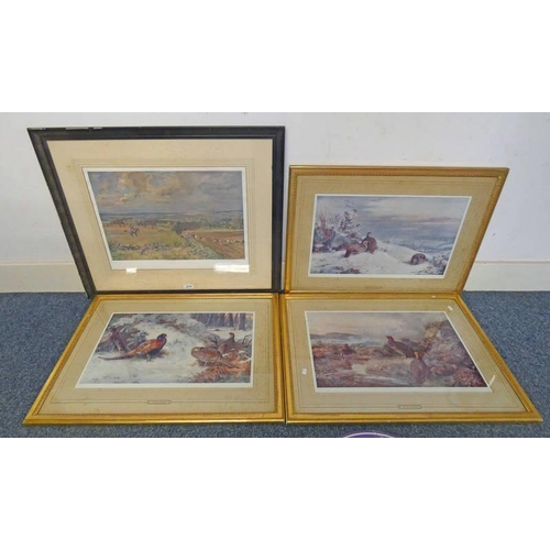 3 FRAMED ARCHIBALD THORBURN PRINTS AND FRAMED HUNTING SCENE PRINT ...