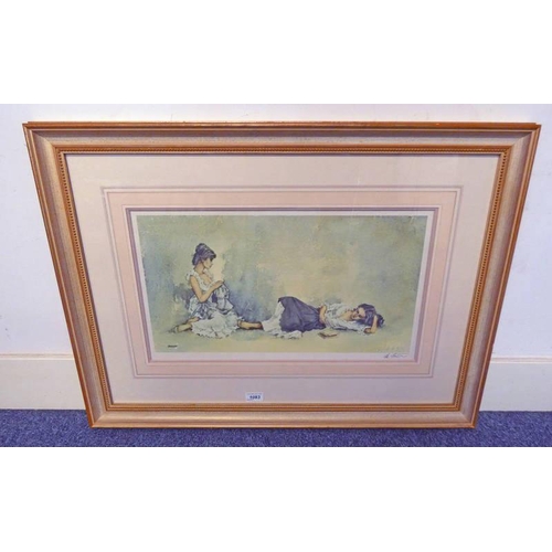 1083 - FRAMED SIGNED PRINT BY STURGEON - 28 CM X 53 CM