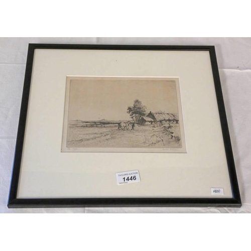 1446 - JACKSON SIMPSON THE CROFT SIGNED FRAMED ETCHING 15 X 20 CM