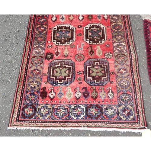 1526 - EASTERN STYLE CARPET WITH RED & BLUE PATTERN & 1 OTHER CARPET - 290 CM X 106 CM