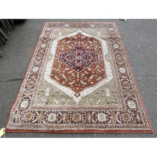 1528 - EASTERN STYLE RUG WITH ORANGE PATTERN - 225 CM X 160 CM