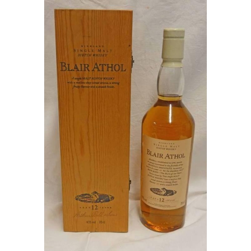 2051 - 1 BOTTLE BLAIR ATHOL 12 YEAR OLD SINGLE MALT WHISKY, FLORA & FAUNA WHITE CAP - 70CL, 43% VOL IN WOOD... 