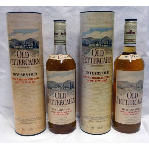 2067 - 2 BOTTLES OLD FETTERCAIRN 10 YEAR OLD SINGLE MALT WHISKY - 70CL, 43% VOL IN TUBES